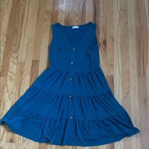 Teal Sleeveless Button-Down Dress